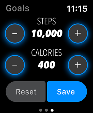 Screenshot of EveryStep app on Apple smart watch