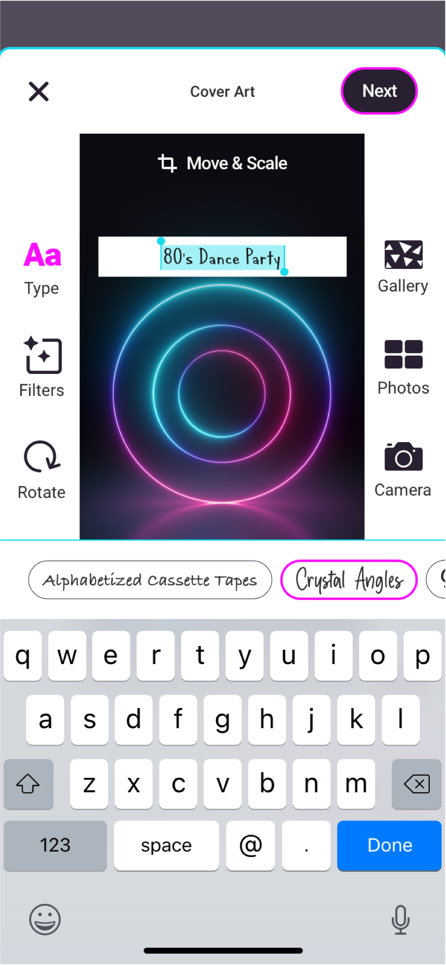 Mixtape app create screen