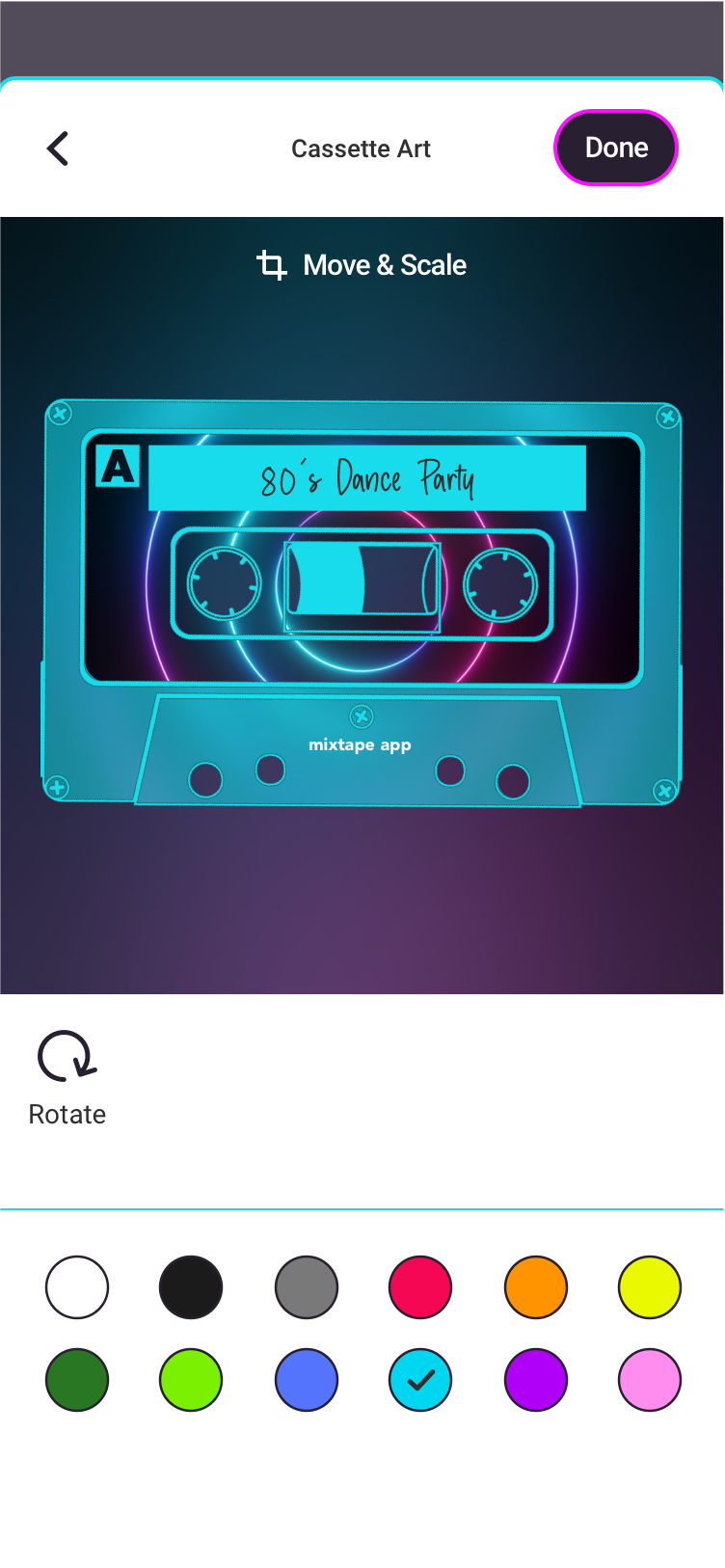 Mixtape app color screen