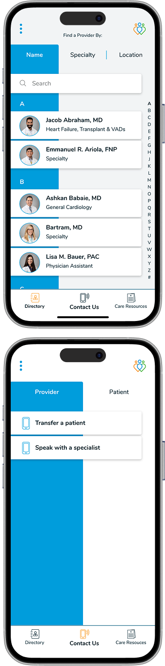 multiple screenshots of Providence Heart Now mobile app